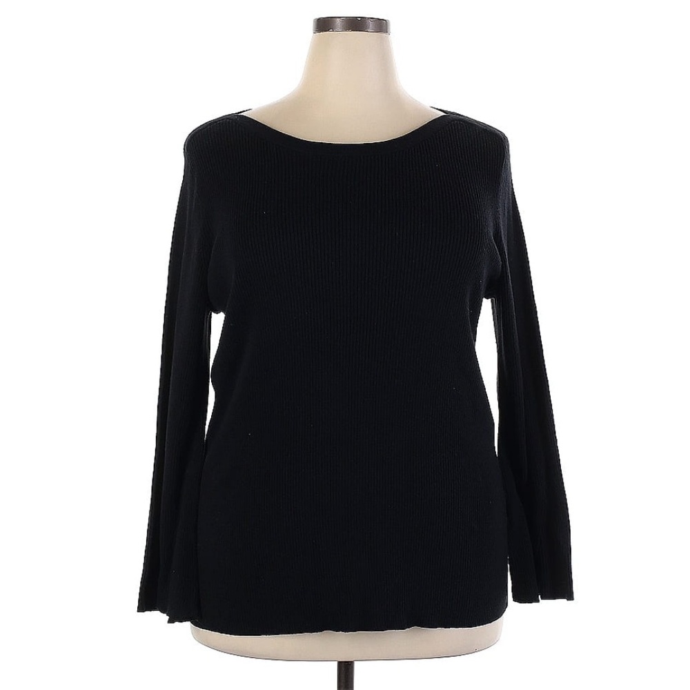 Old Navy Black Boat Neck Ribbed Long Sleeve Shirt